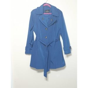 London Fog women's Teal removable hood Trench Rain Coat XL New Without Tags